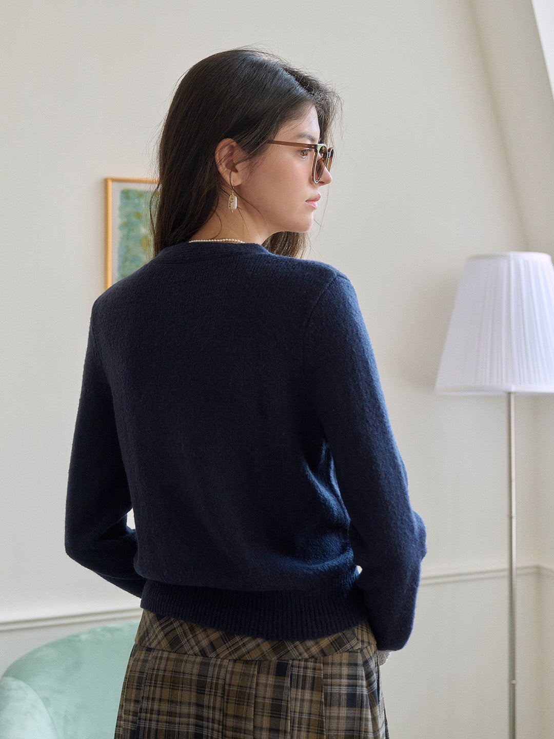 Madeleine V-Neck Faux Layered Wool Top