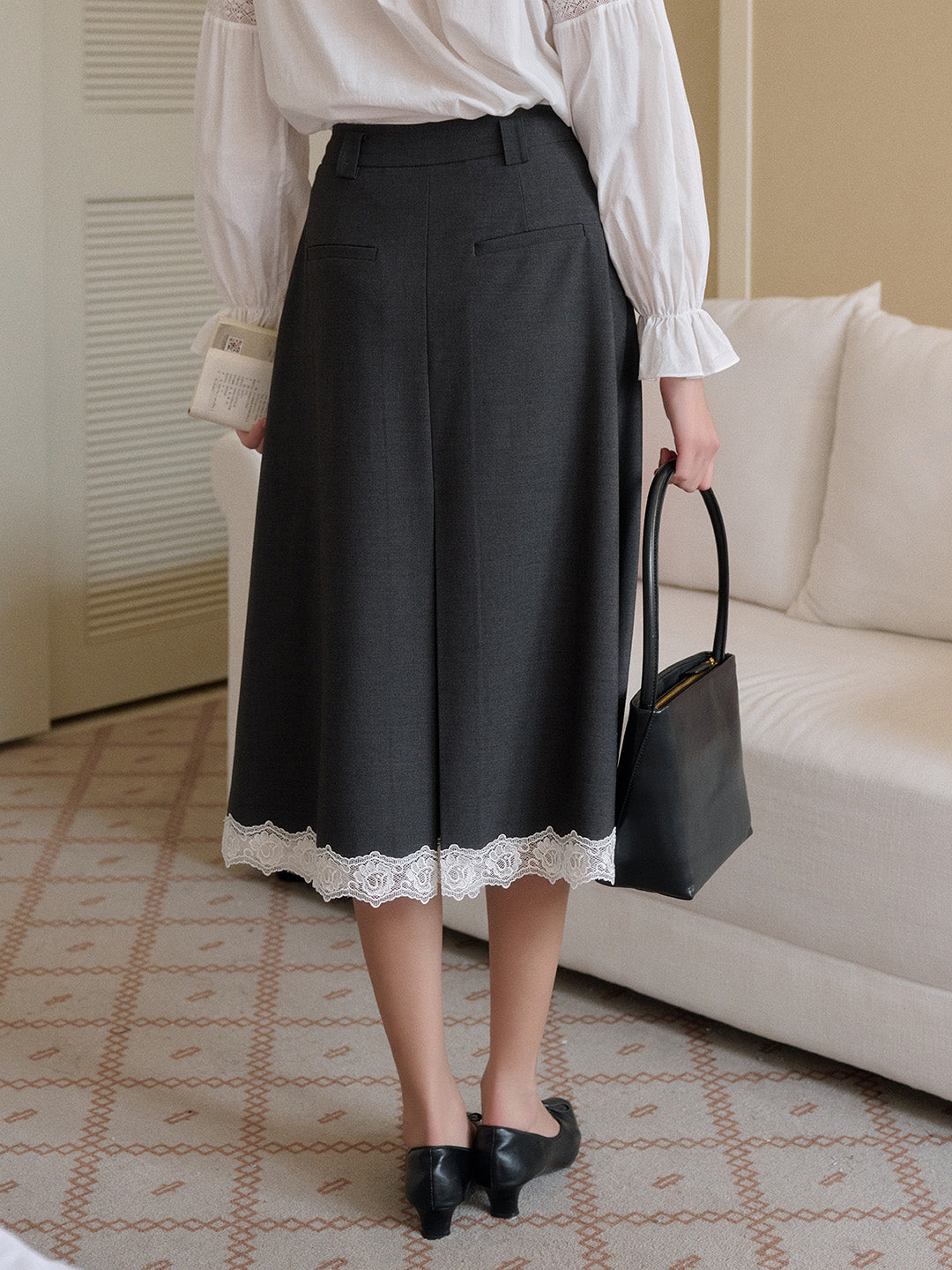 Saige Pleated Lace A-Line Skirt