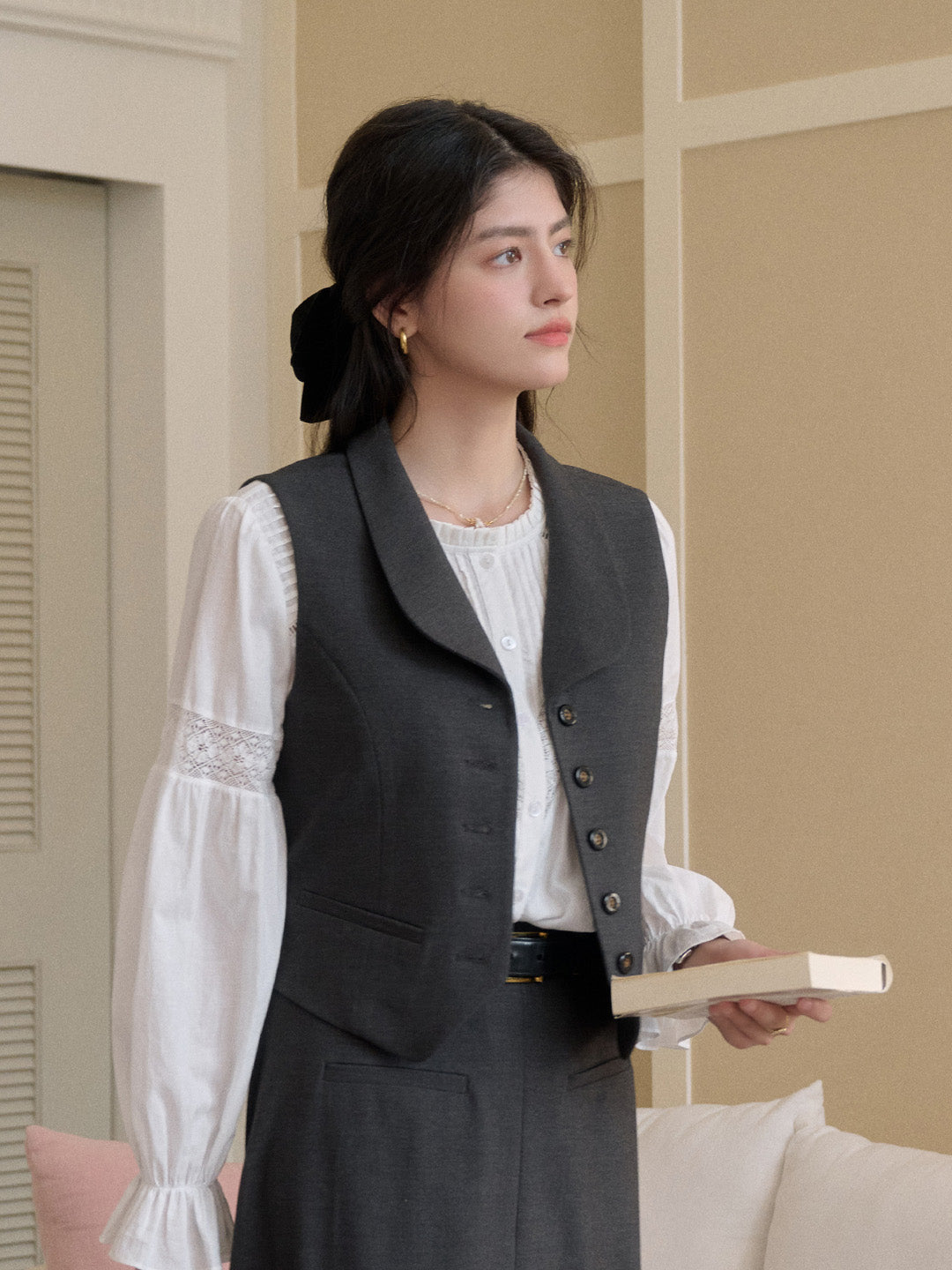 Elora Turndown Collar Layered Vest