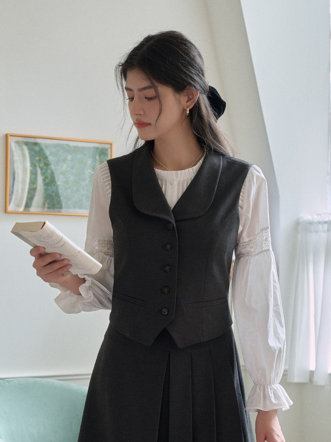 Elora Turndown Collar Layered Vest