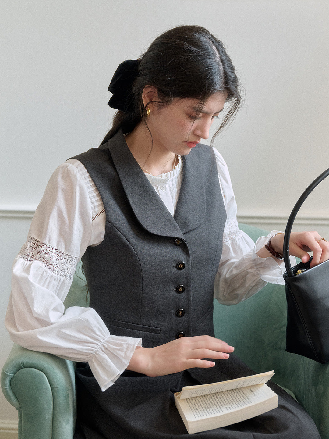Elora Turndown Collar Layered Vest