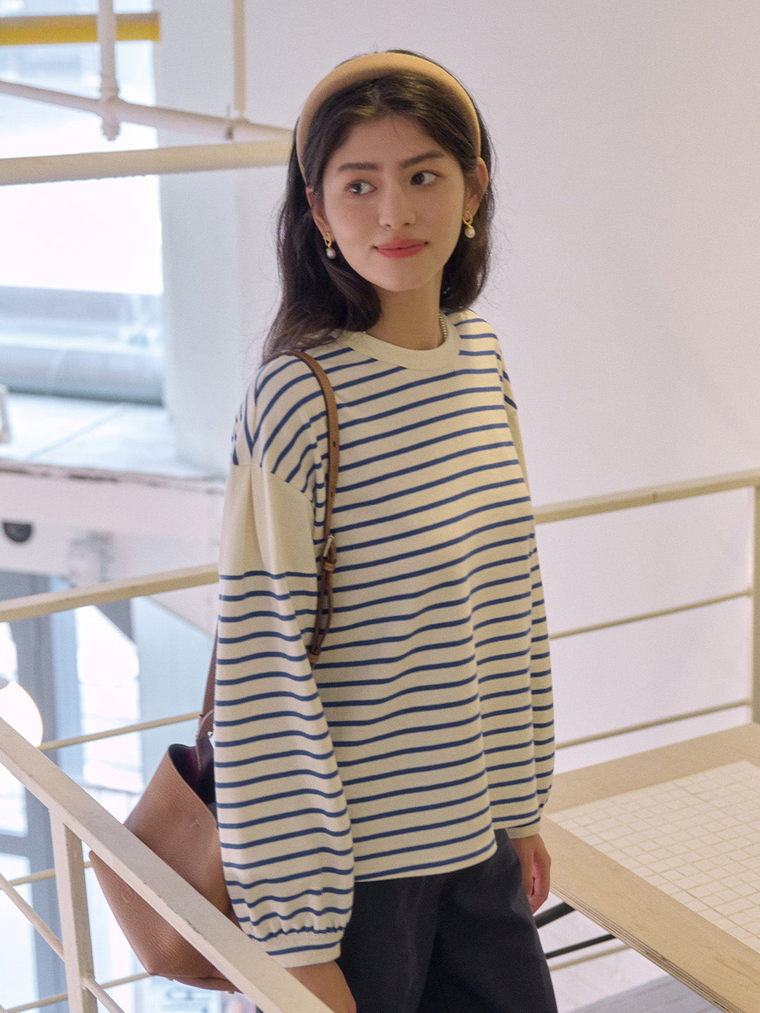 Carolina Round Neck Stripe 100% Cotton Top