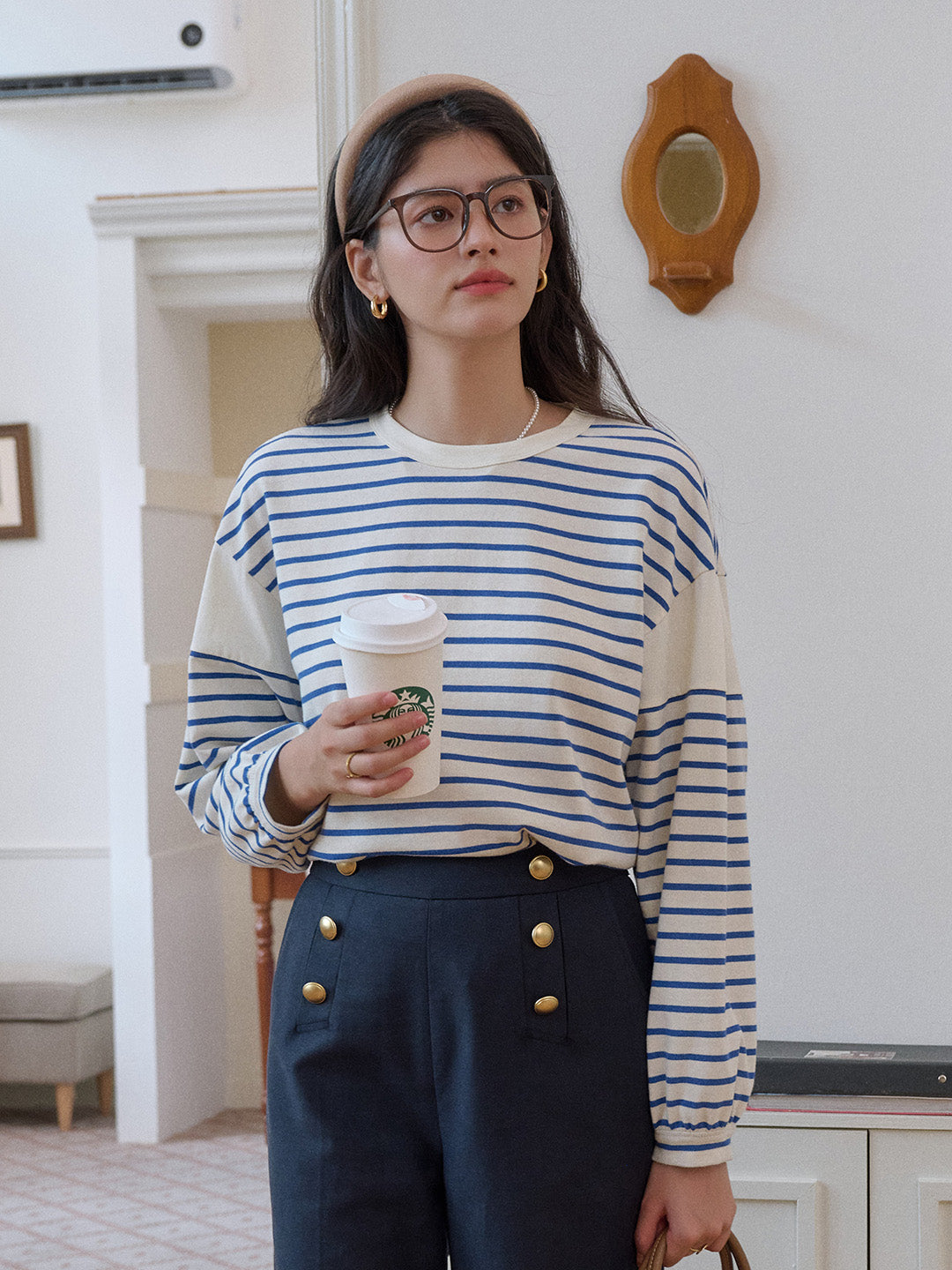 Carolina Round Neck Stripe 100% Cotton Top