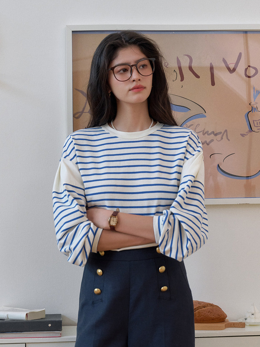 Carolina Round Neck Stripe 100% Cotton Top