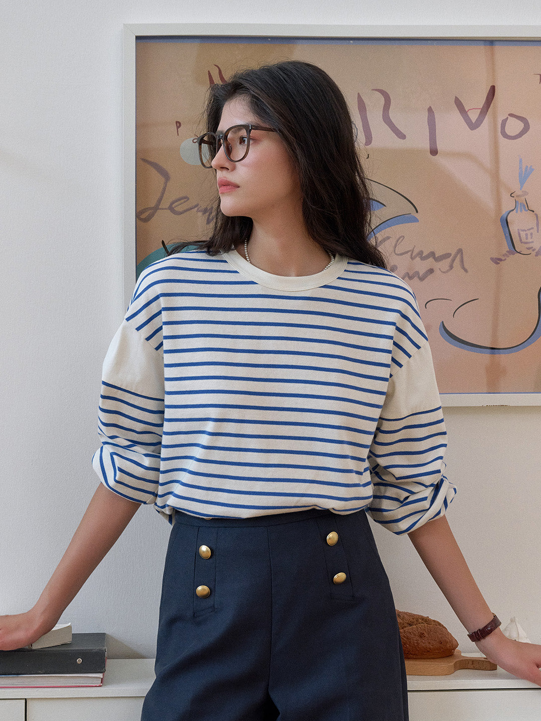 Carolina Round Neck Stripe 100% Cotton Top