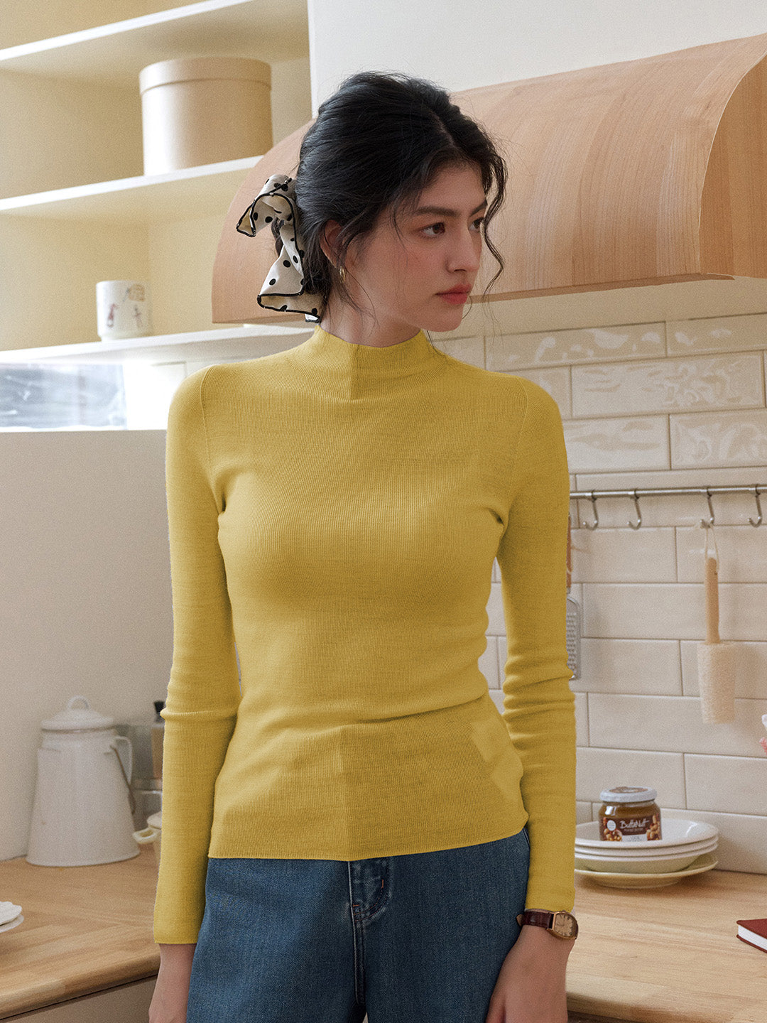Annalise Mock Neck 100% Merino Wool Sweater