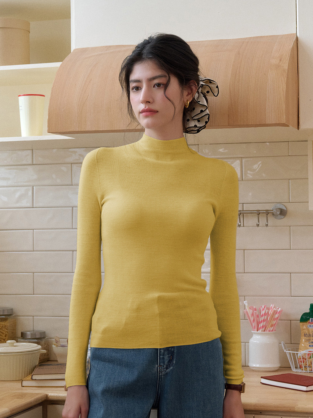 Annalise Mock Neck 100% Merino Wool Sweater