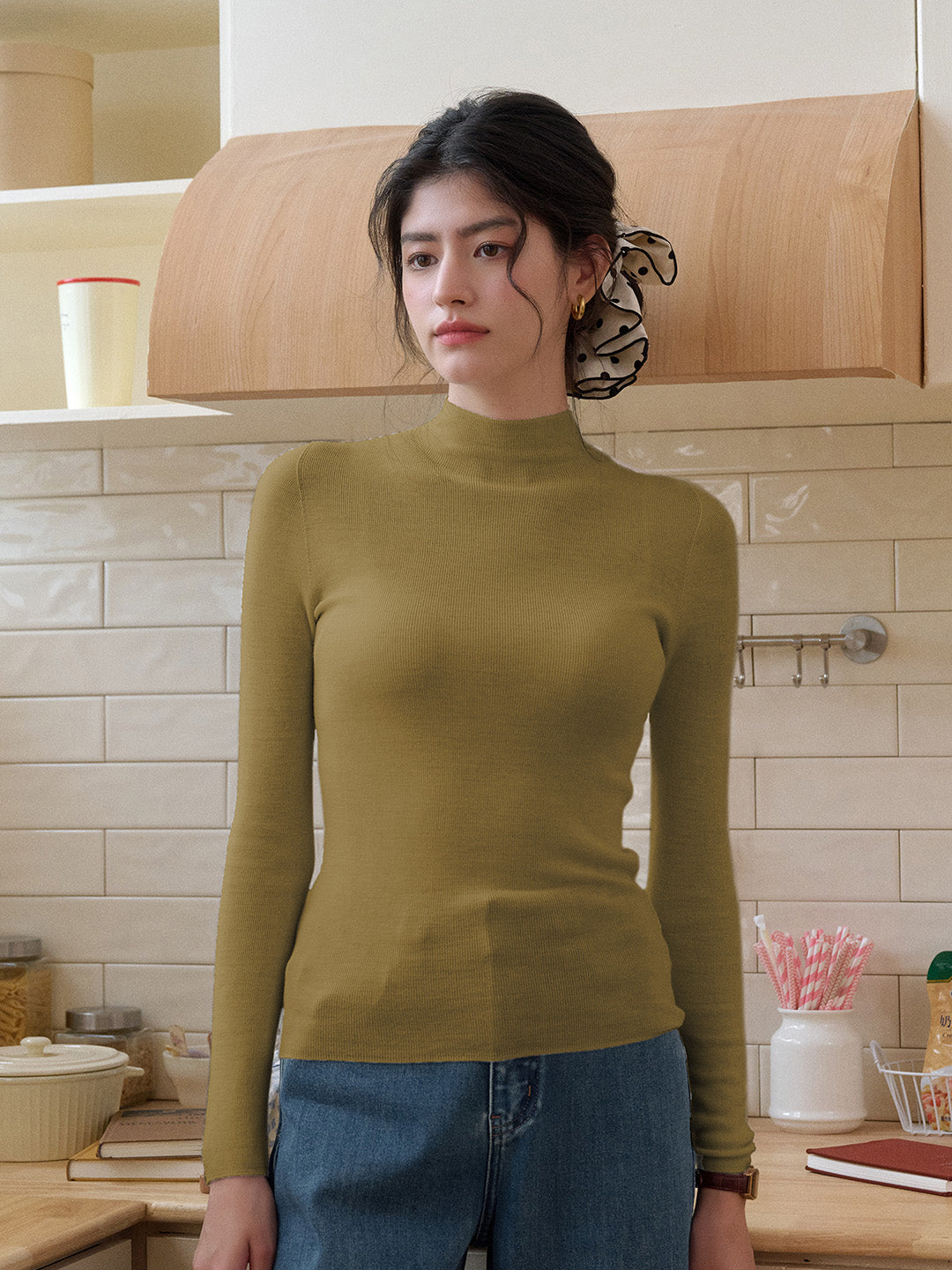 Annalise Mock Neck 100% Merino Wool Sweater