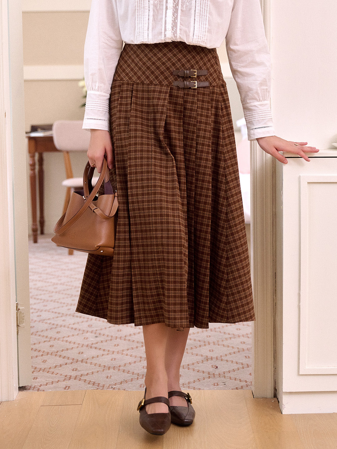 Miracle A-Line Plaid Cotton Skirt