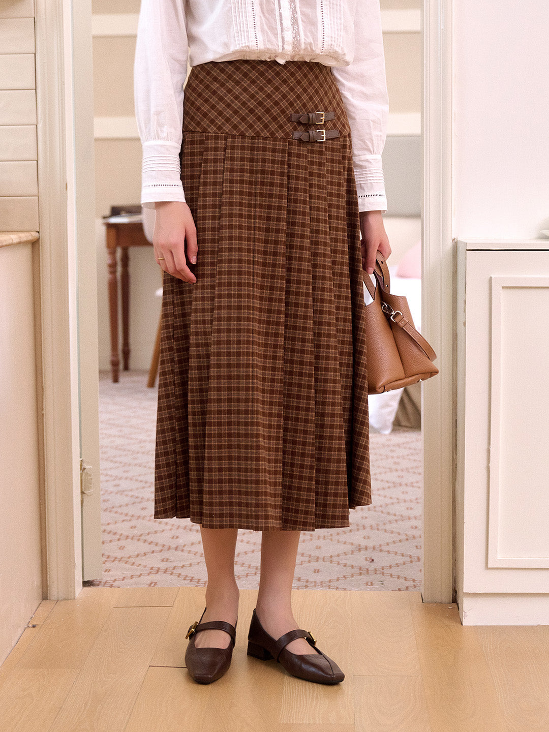 Miracle A-Line Plaid Cotton Skirt