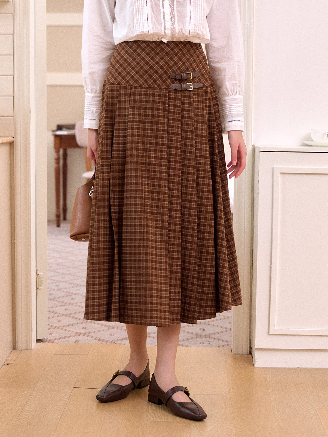 Miracle A-Line Plaid Cotton Skirt
