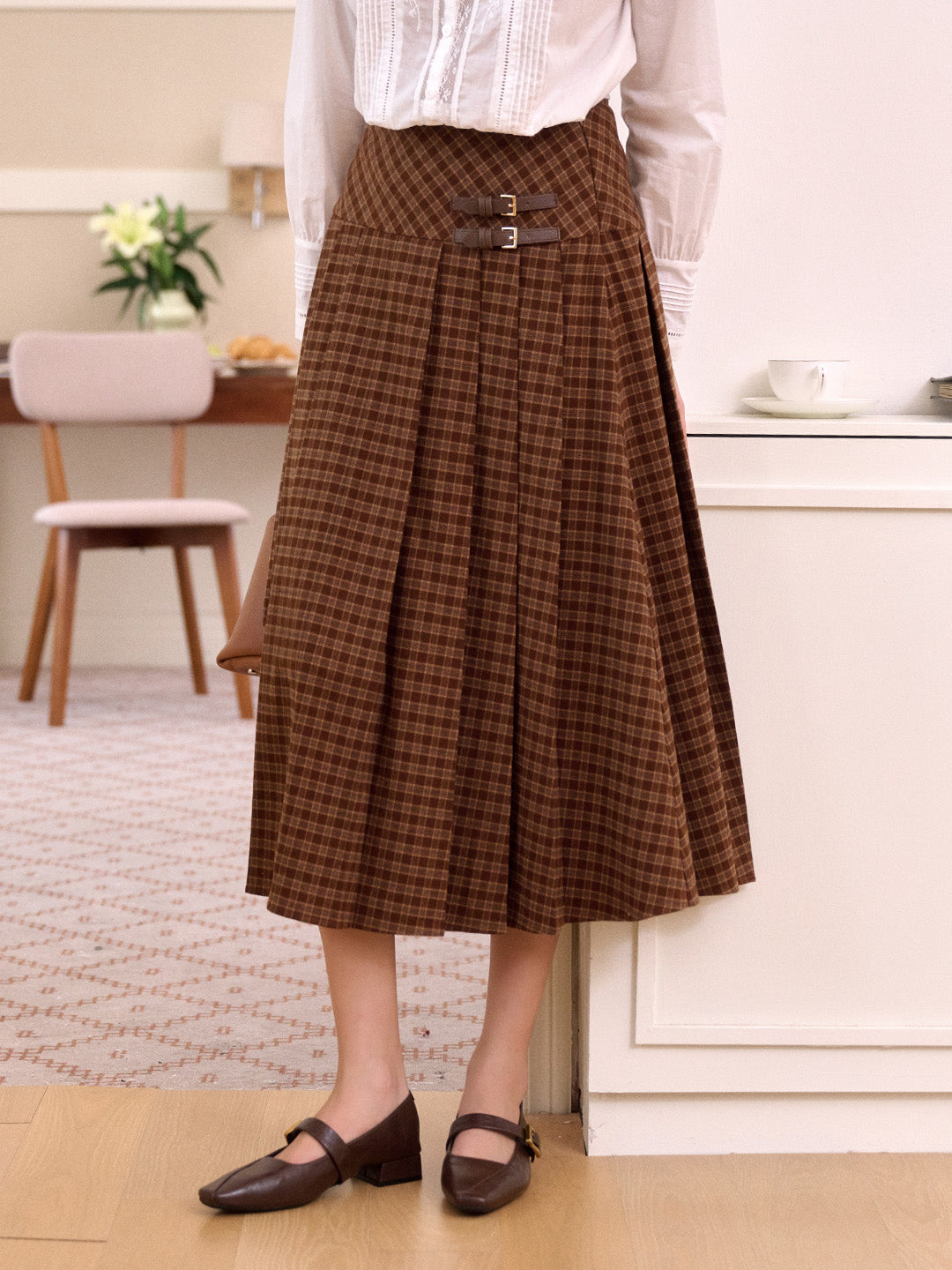 Miracle A-Line Plaid Cotton Skirt