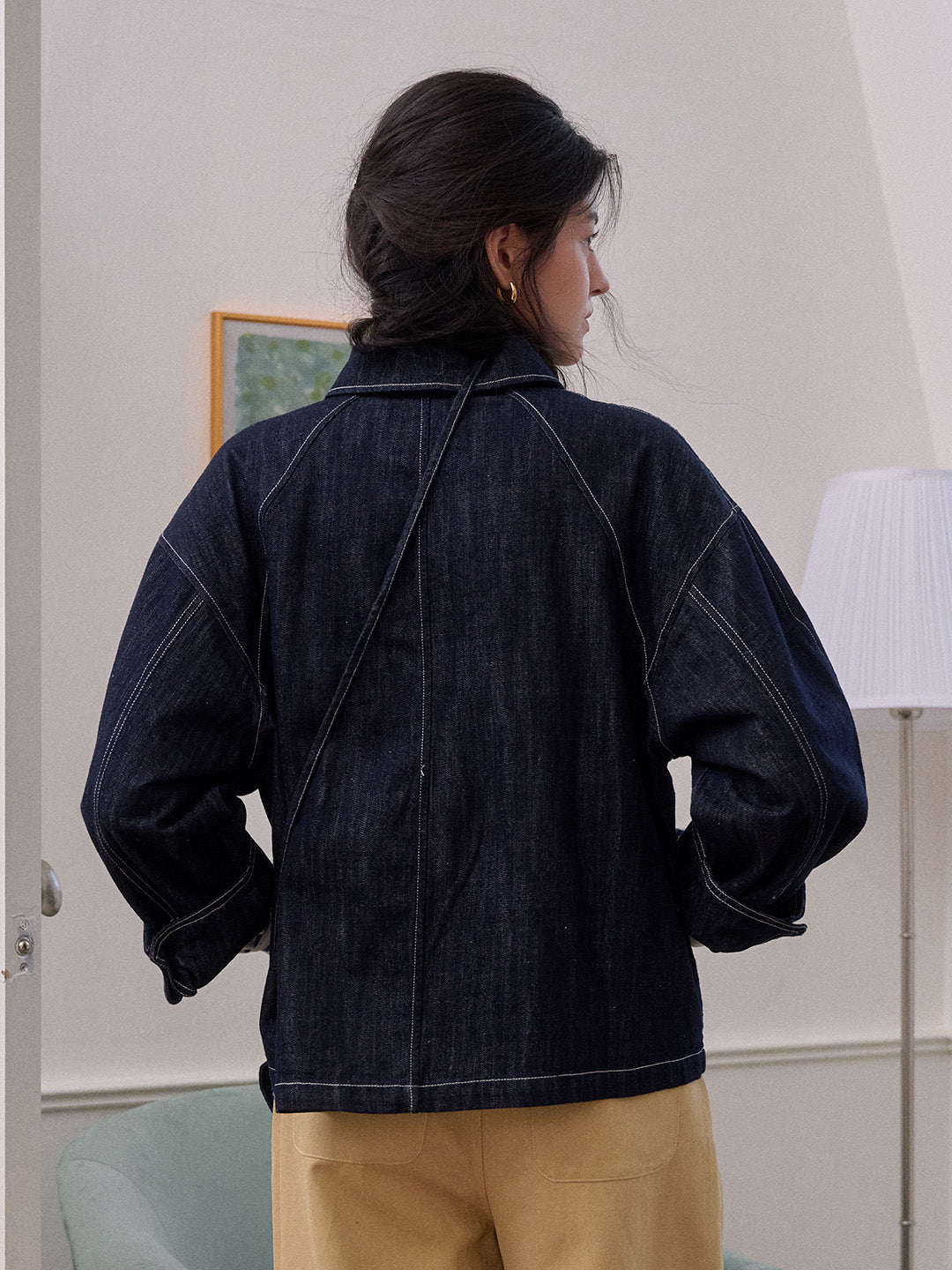 Elle Lapel Cotton Lyocell Denim Jacket