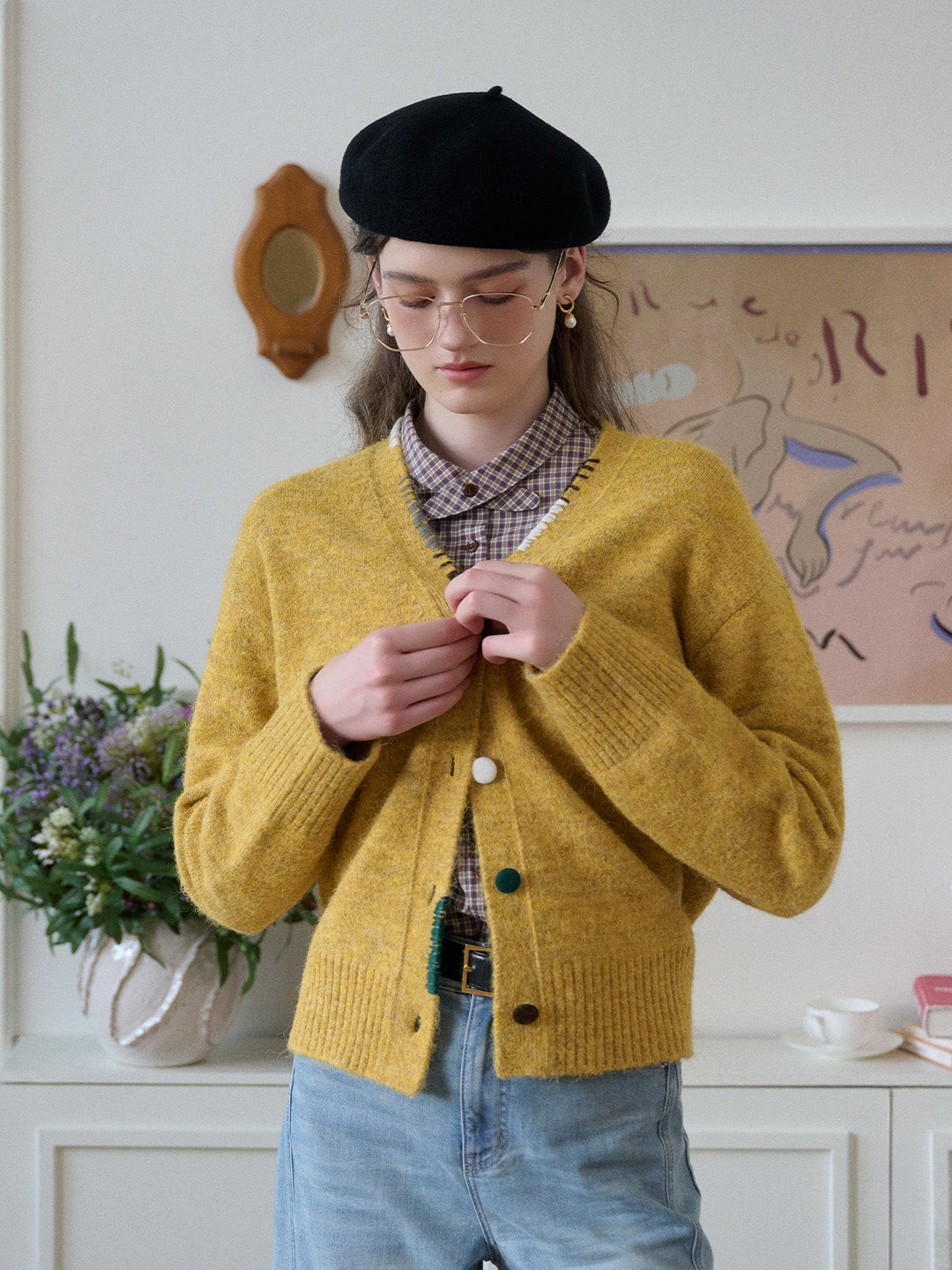 Makenzie V-Neck Wool Cardigan