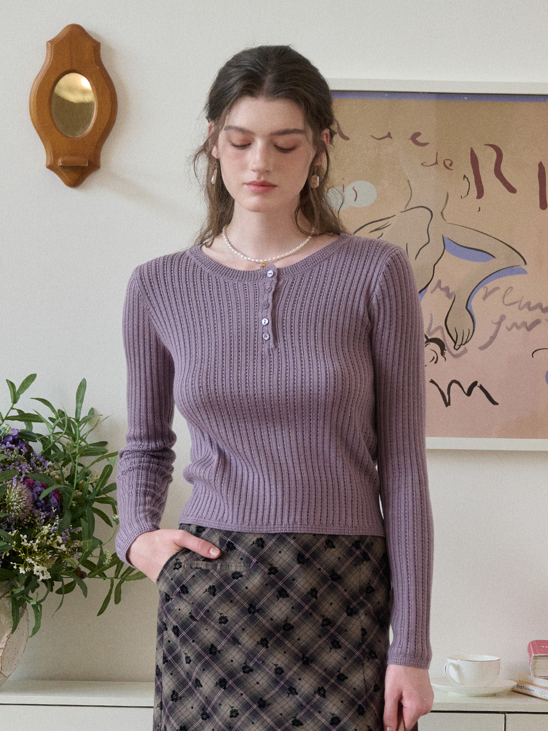 Kamryn Round Neck Ribbed Knit Top