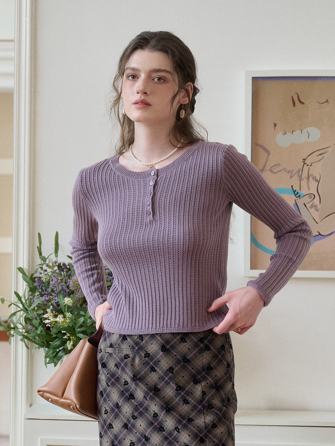 Kamryn Round Neck Ribbed Knit Top