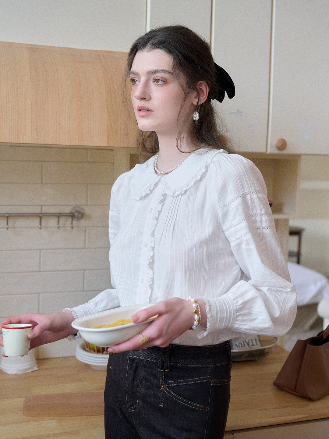 Maliyah Peter Pan Collar 100% Cotton Blouse