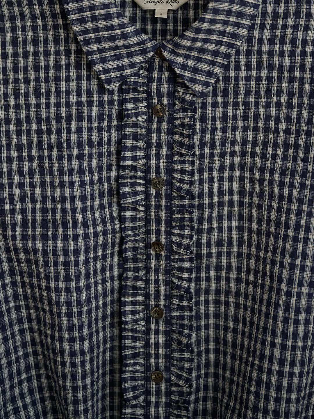 Ariya Point Collar Plaid Cotton Blouse