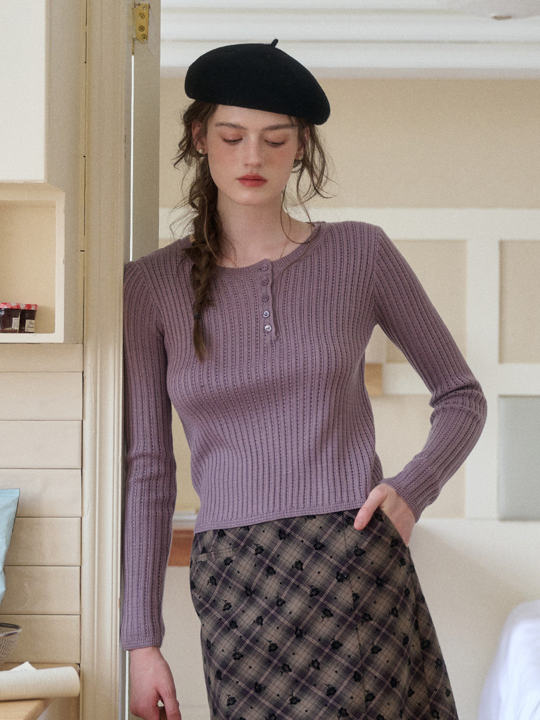 Kamryn Round Neck Ribbed Knit Top