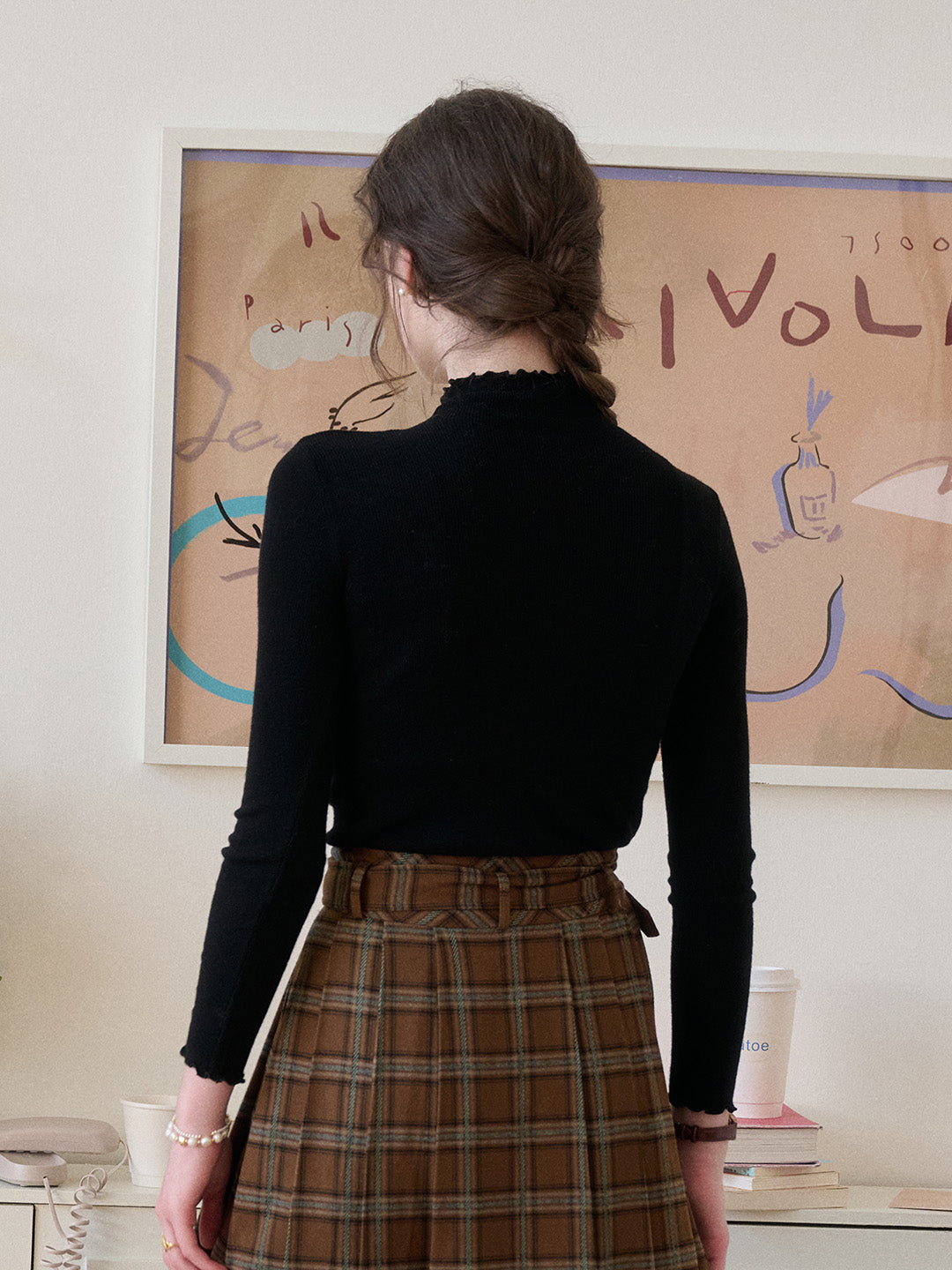 Amanda Ruffle Collar 100% Wool Top