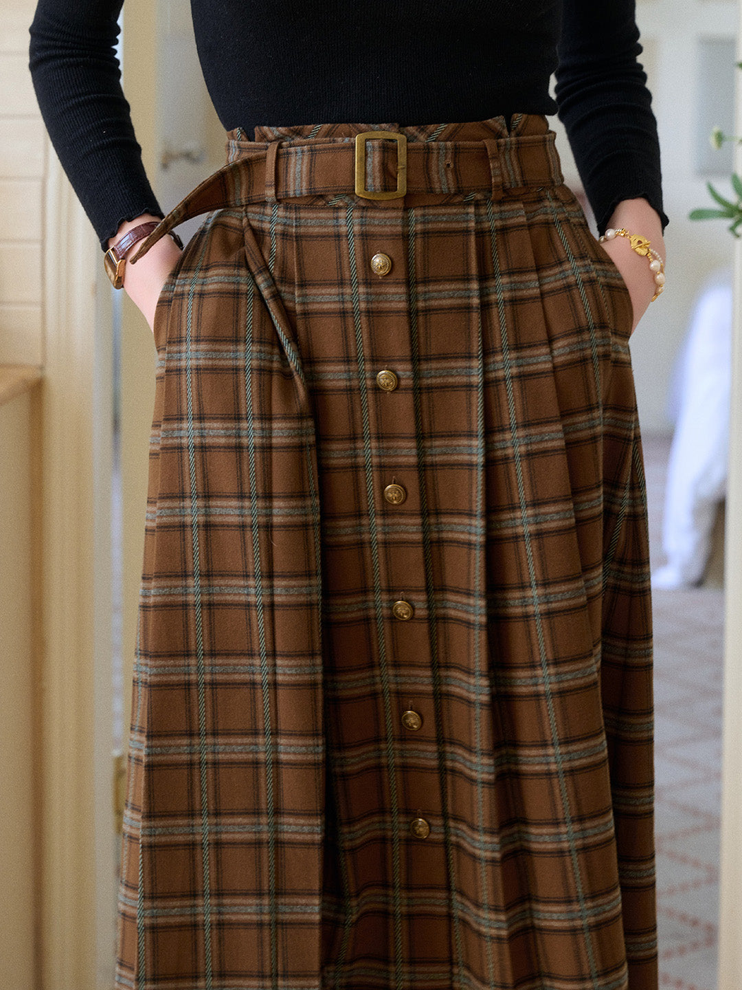 Brinley High-Waist Plaid Skirt