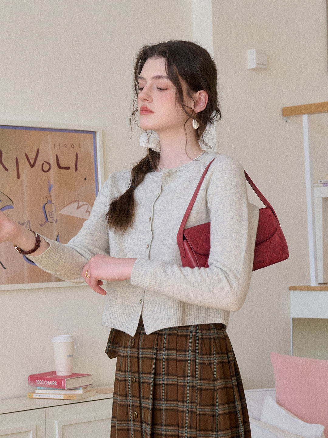Dayana Round Neck 100% Wool Cardigan