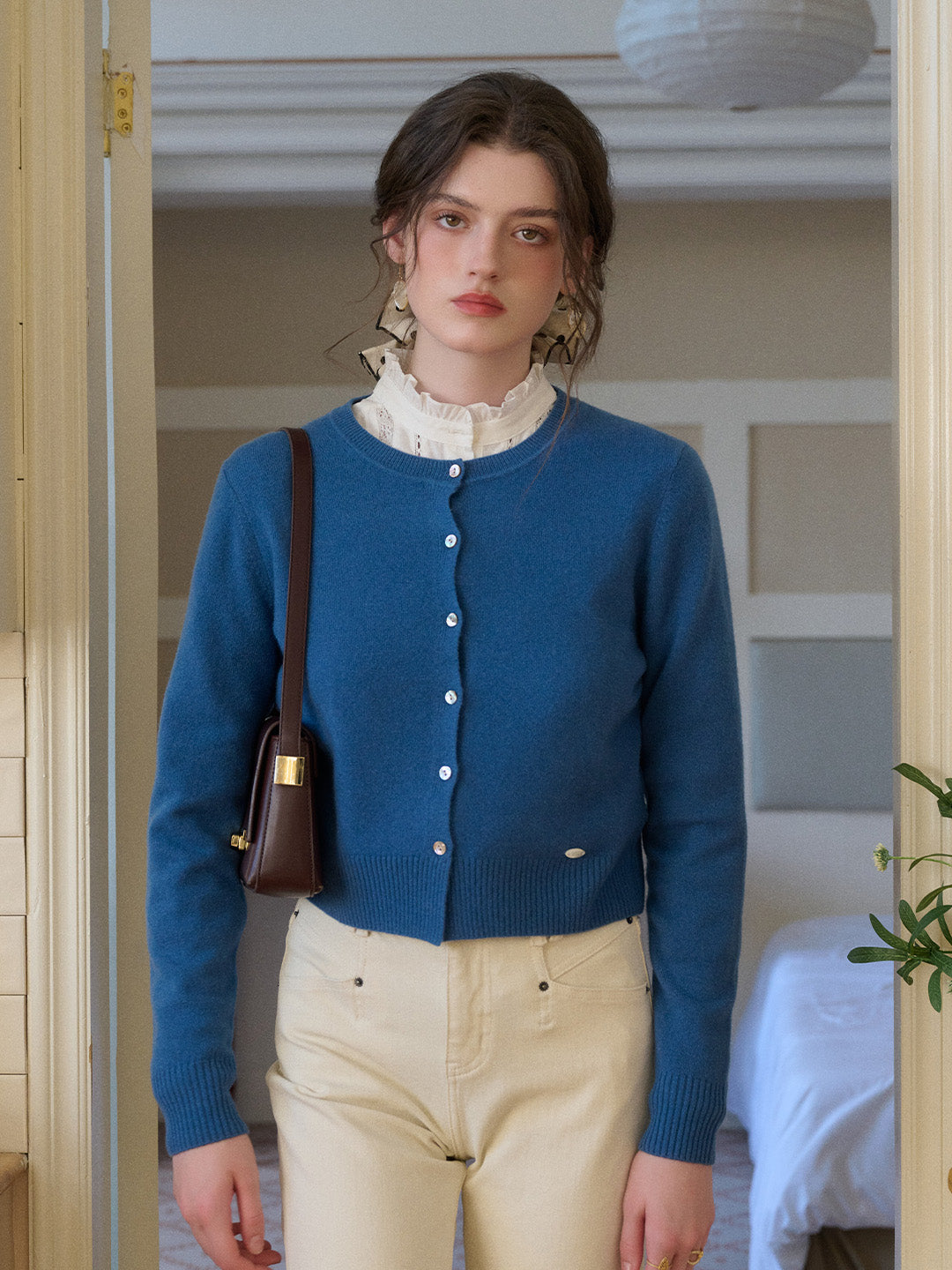 Dayana Round Neck 100% Wool Cardigan