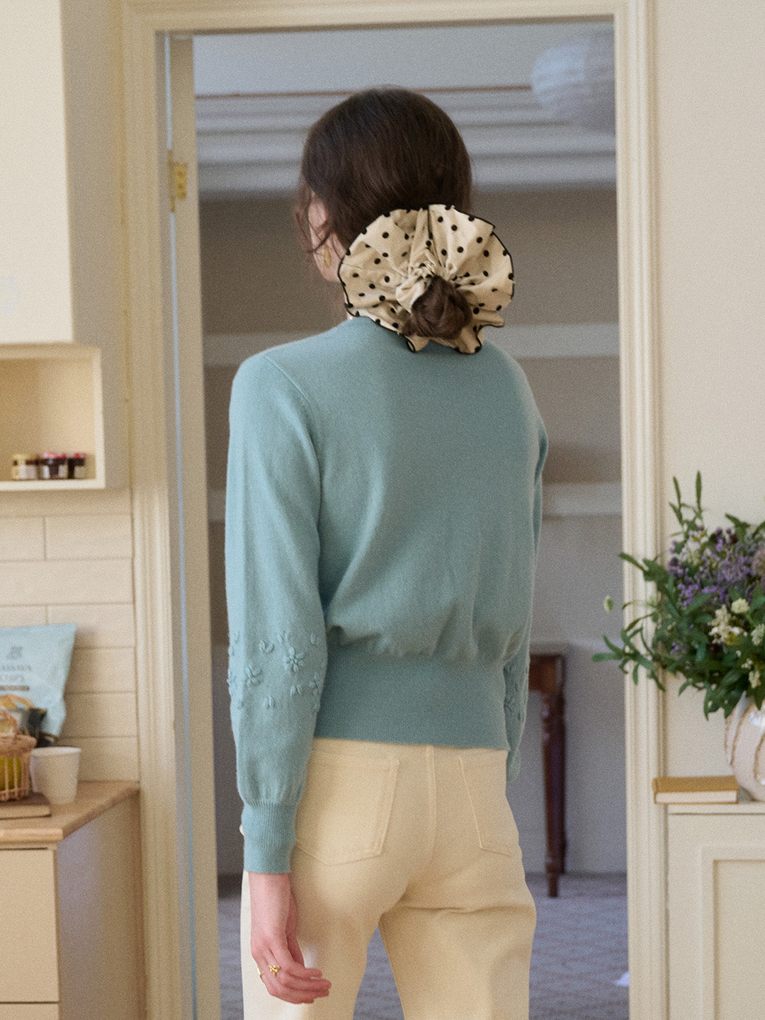 Lola Round Neck Embroidery Wool Cardigan