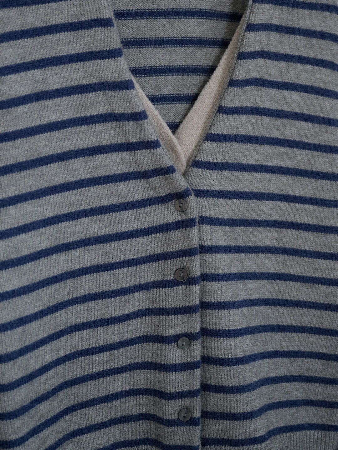 Frankie V-Neck Stripe Wool Cardigan
