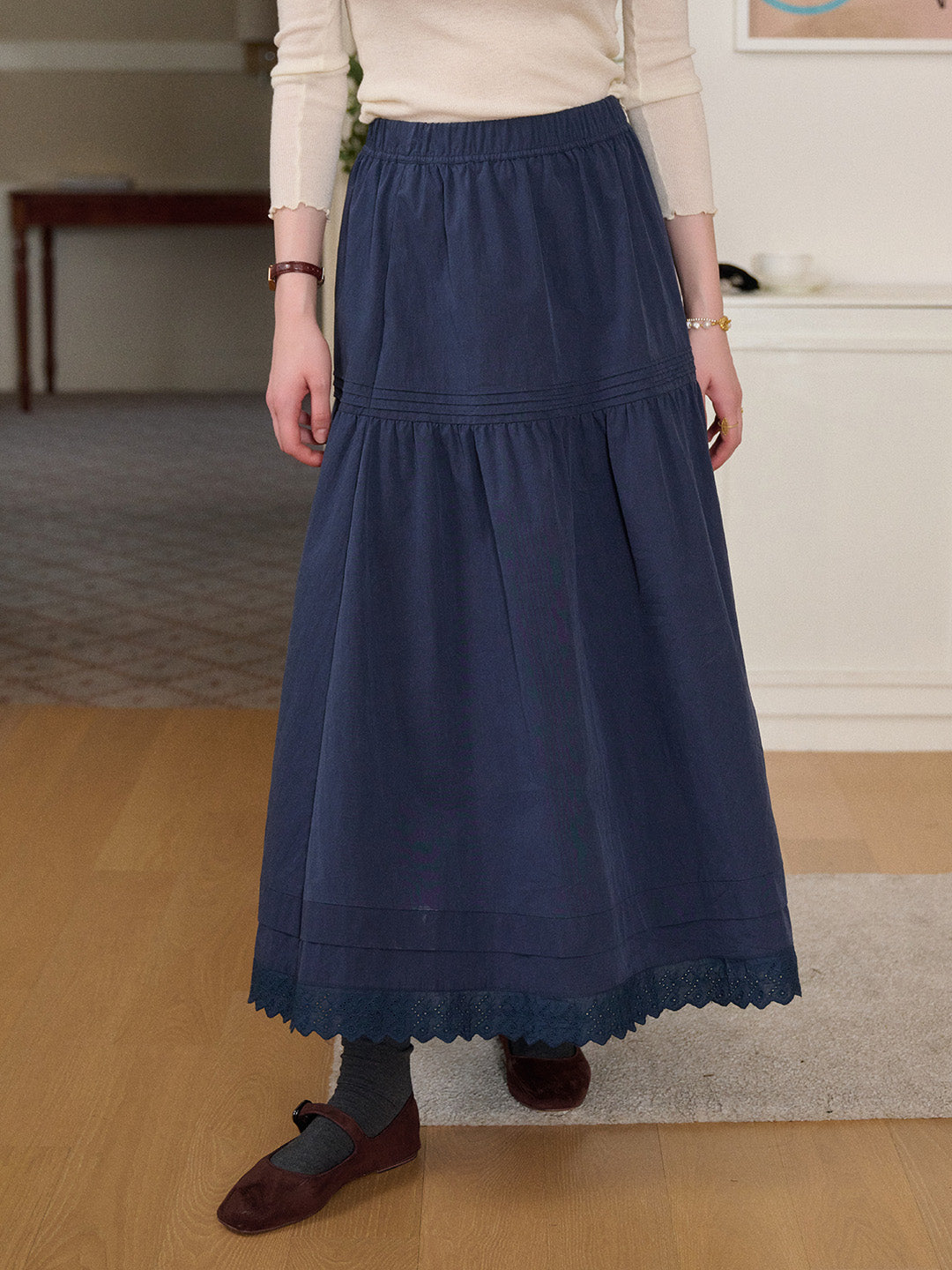 Rhea Hollow Cotton Midi Skirt