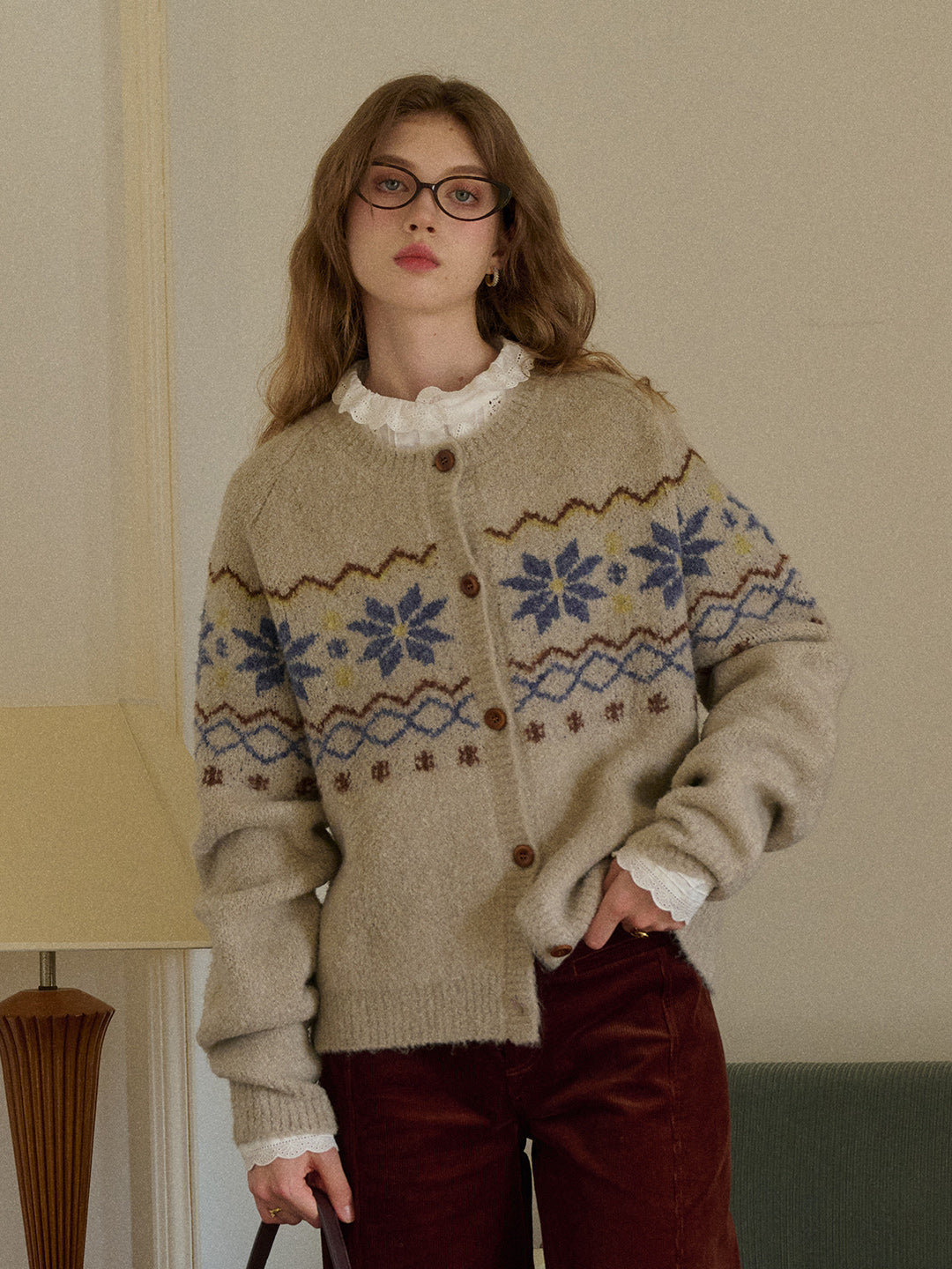 Chaya Round Neck Fair Isle Cardigan