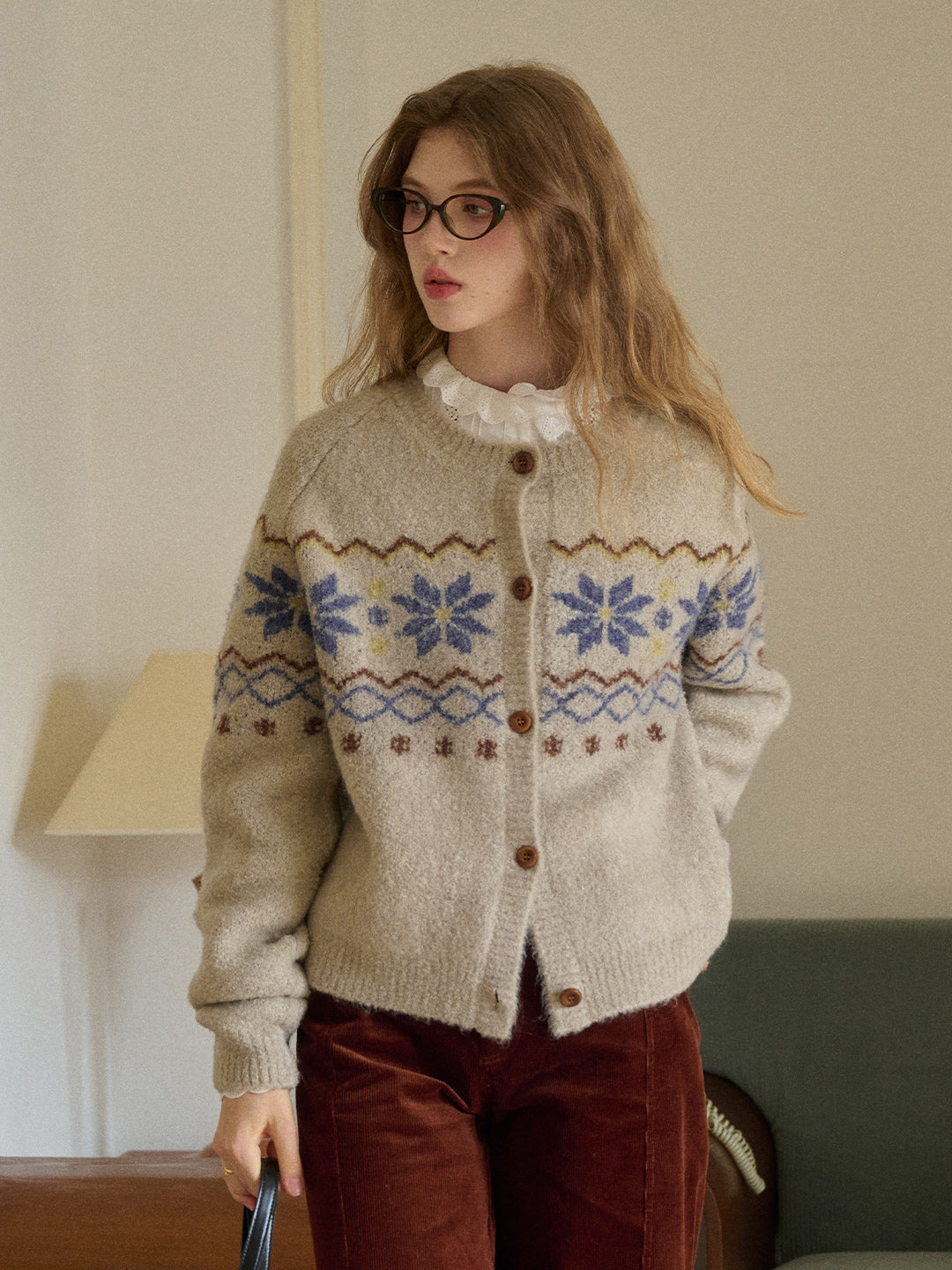 Chaya Round Neck Fair Isle Cardigan