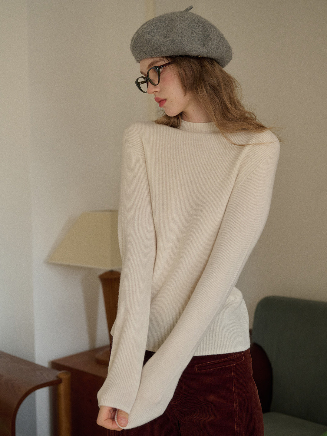 Abby Mock Neck Ribbed Sweater