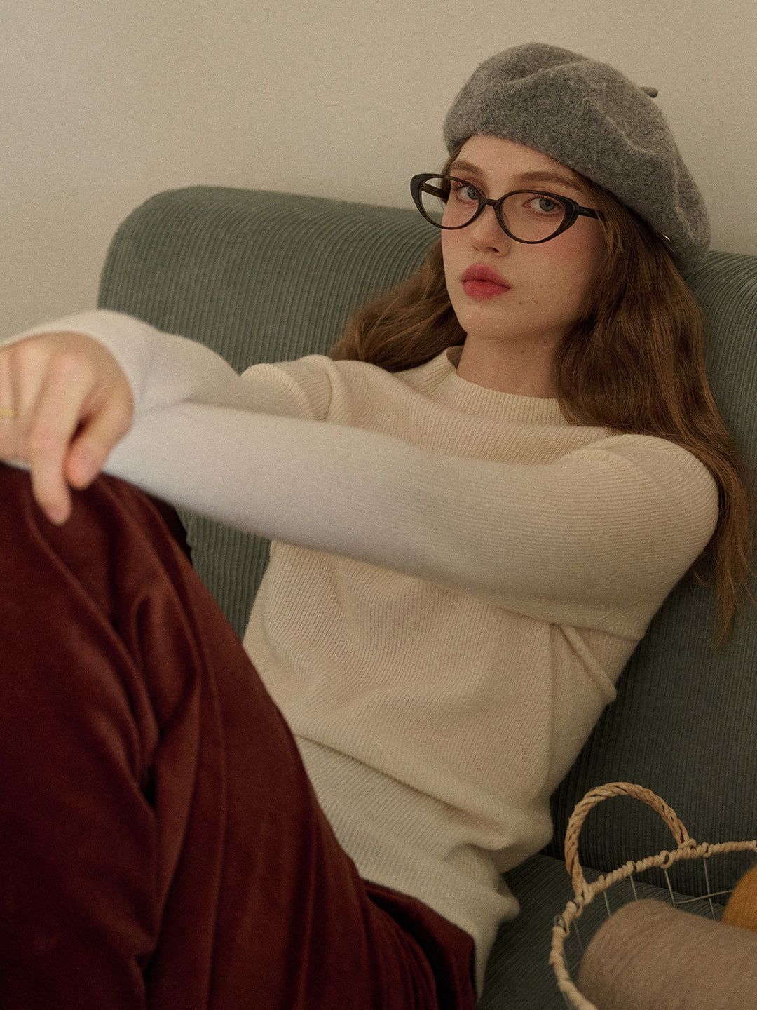 Abby Mock Neck Ribbed Sweater