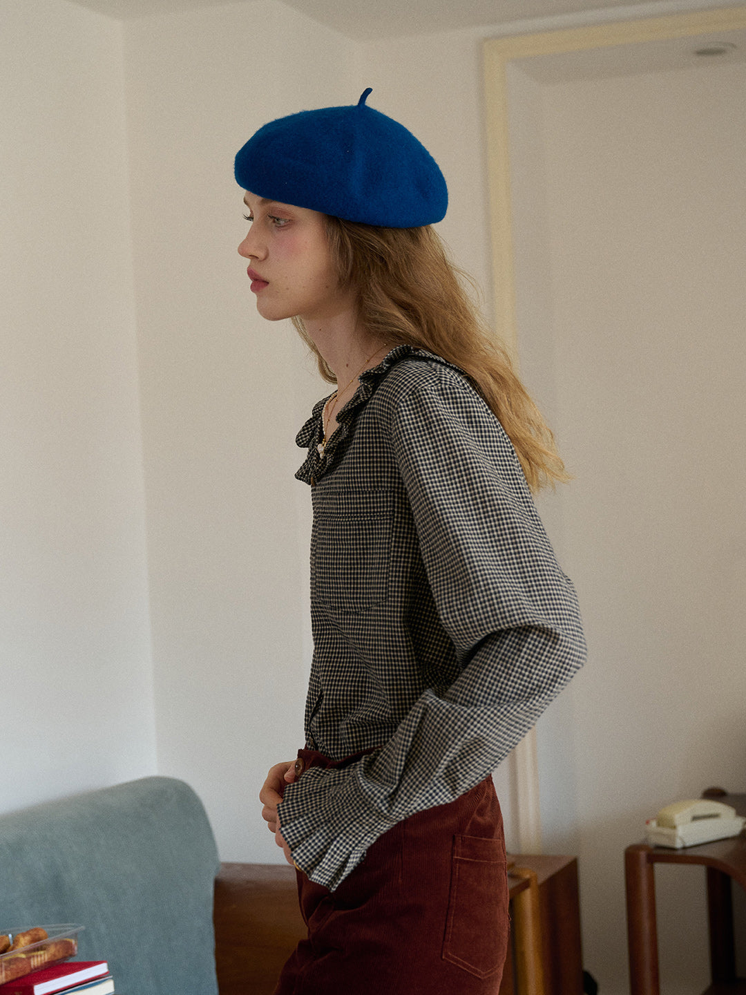 Nellie V-Neck Plaid Blouse