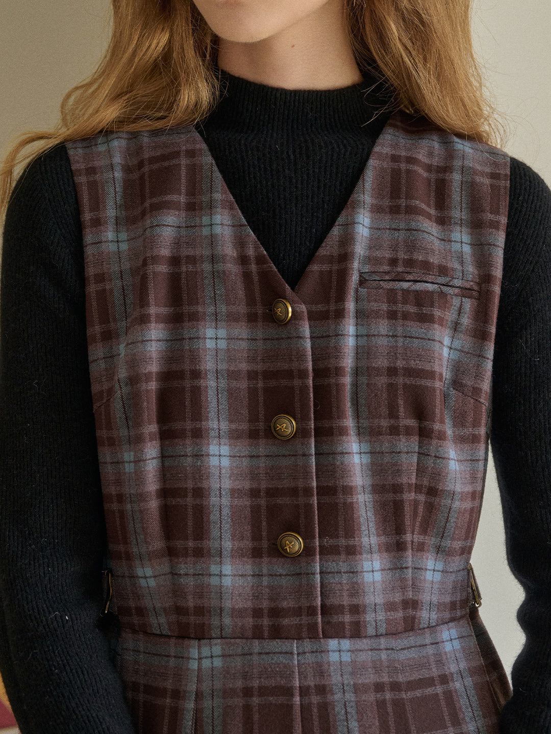 Kinley V-Neck Plaid Dress
