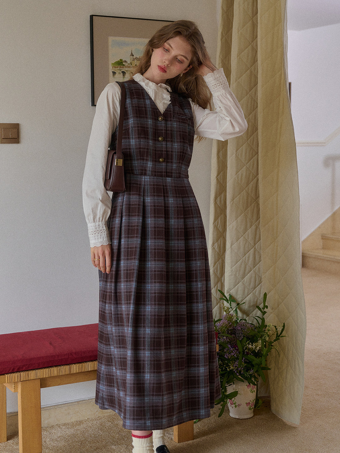 Kinley V-Neck Plaid Dress