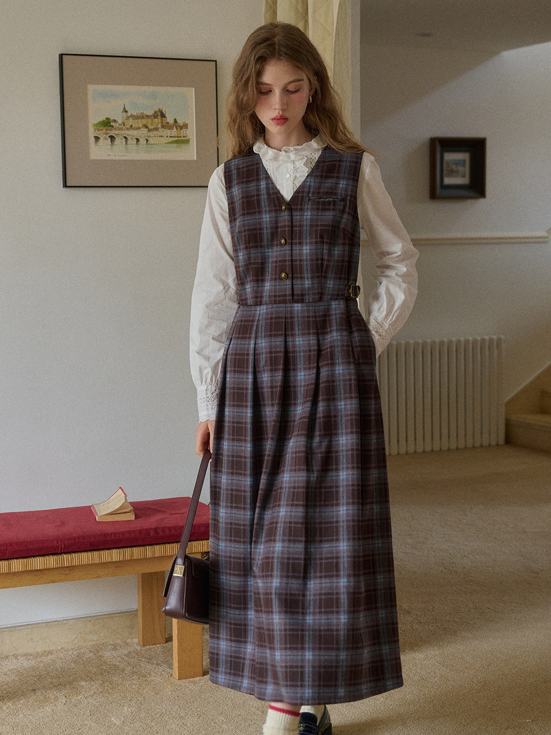 Kinley V-Neck Plaid Dress