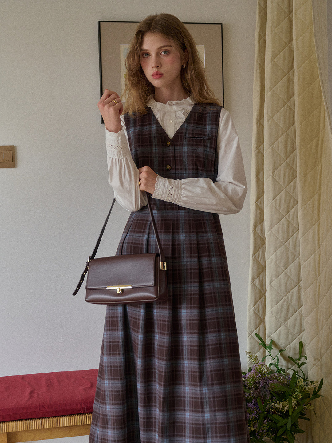 Kinley V-Neck Plaid Dress