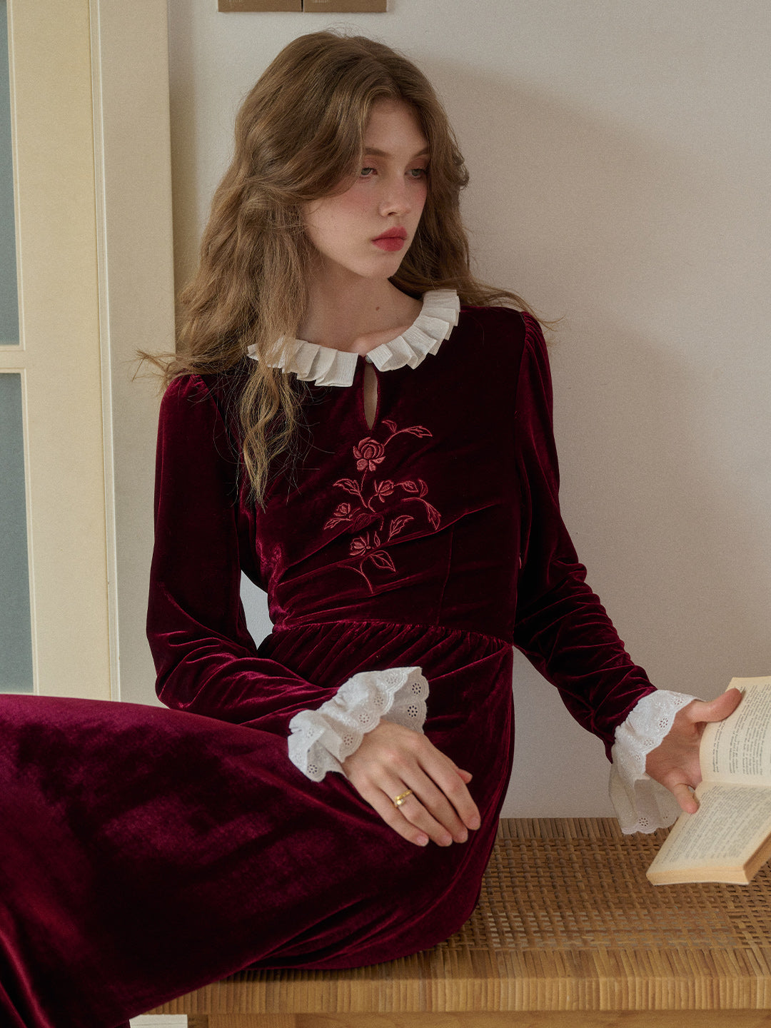 Aliana Round Neck Embroidery Dress
