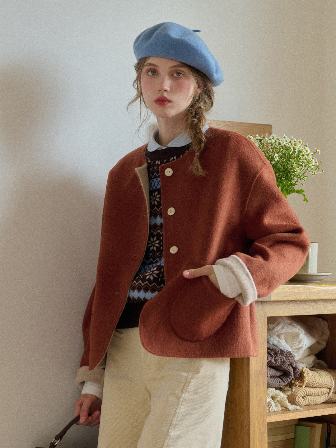 Savanna Round Neck 100% Wool Jacket