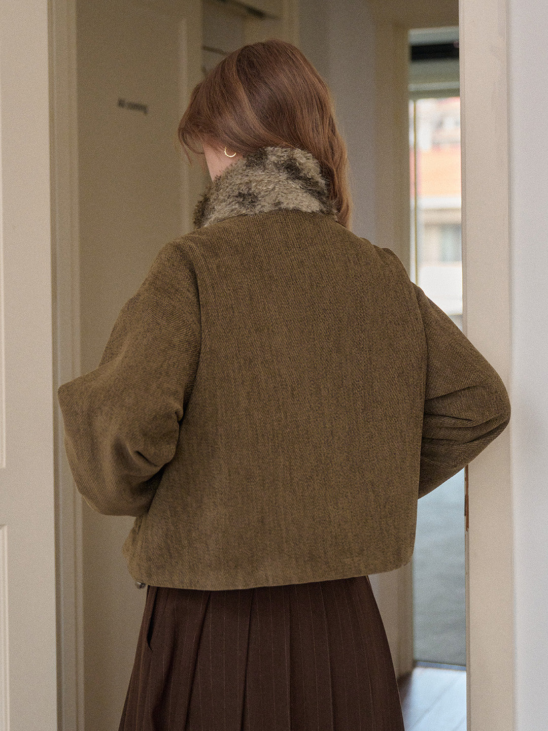 Jayleen Stand Collar Faux Fur Jacket