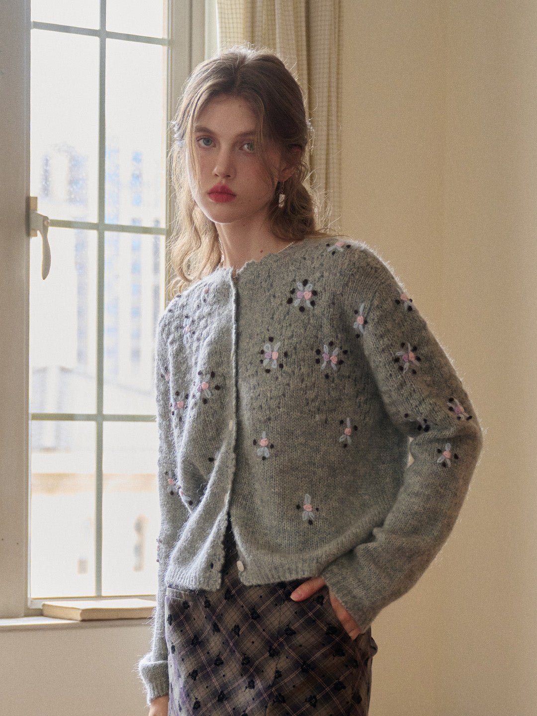 Siena Round Neck Hollow Embroidery Cardigan