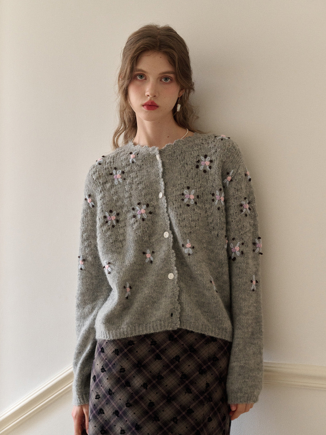 Siena Round Neck Hollow Embroidery Cardigan