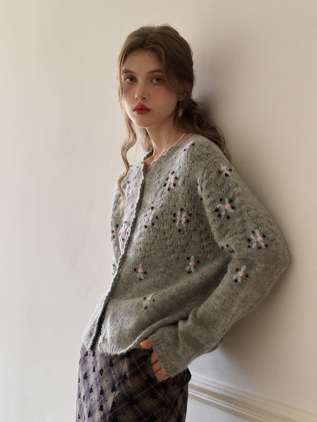 Siena Round Neck Hollow Embroidery Cardigan