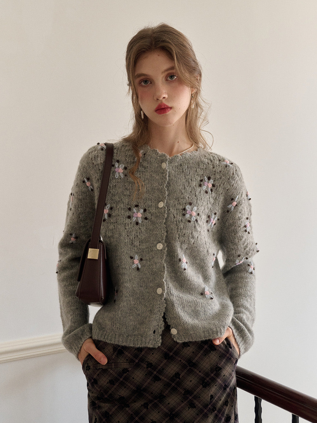 Siena Round Neck Hollow Embroidery Cardigan