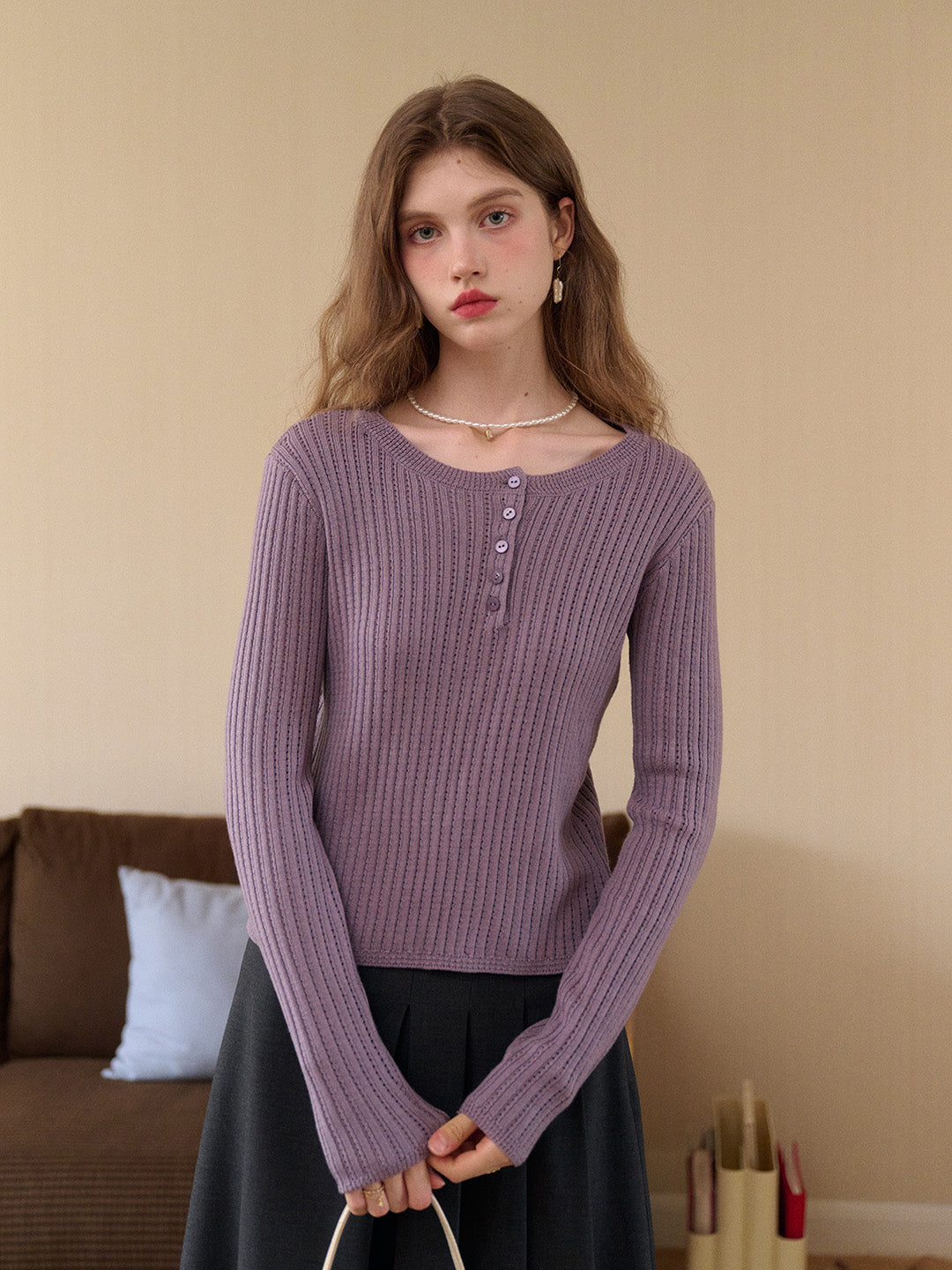 Kamryn Round Neck Ribbed Knit Top