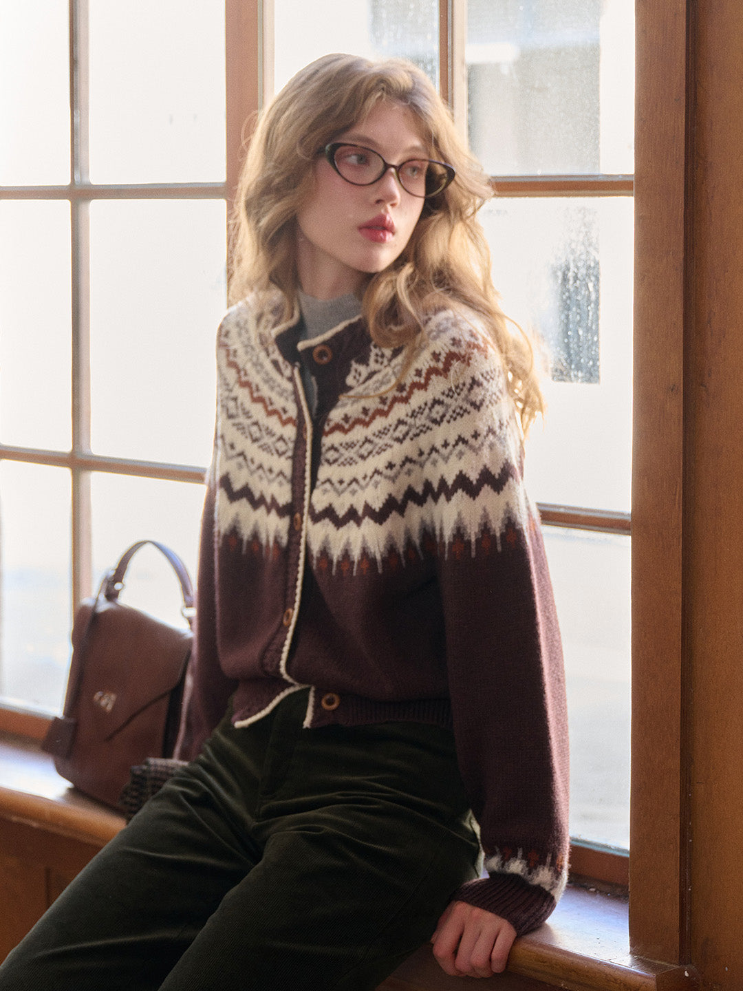 Dylan Round Neck Fair Isle Wool Cardigan