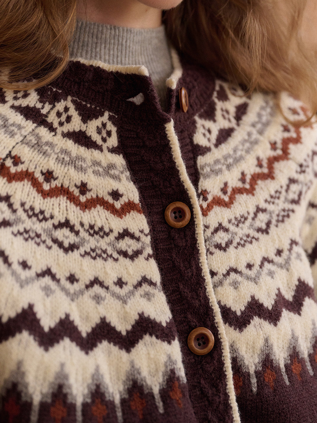 Dylan Round Neck Fair Isle Wool Cardigan