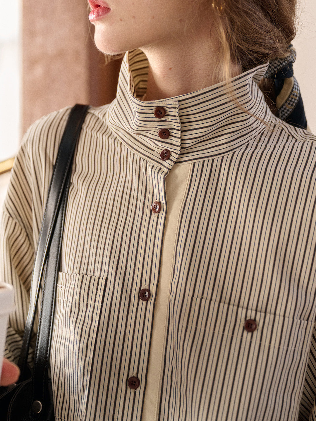 Della Stand Collar 100% Cotton Shirt